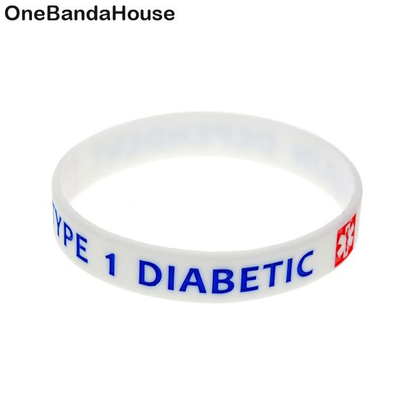 Bracelet en Silicone pour personnes diabétiques de Type 1, 100 pièces, un excellent Message à transporter en cas d'urgence