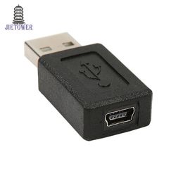 100 stks / partij USB 2.0 A Type Mannelijk naar Mini USB 5pin Vrouwelijke verlenging Adapter Adapter Zwart