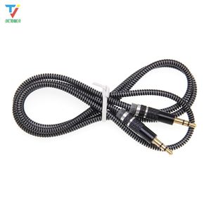 100 stcs/lot UV Spring audiokabels 3.5 Jack aux audiokabel 3,5 mm man naar mannelijke kabel voor telefoonauto -luidspreker mp4 hoofdtelefoonaansluiting 3.5