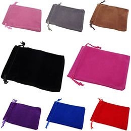 100 unids/lote bolsas de terciopelo con cordón bolsa de regalo bolsas de almacenamiento de joyas sacos para bodas Navidad y accesorios para manualidades DIY