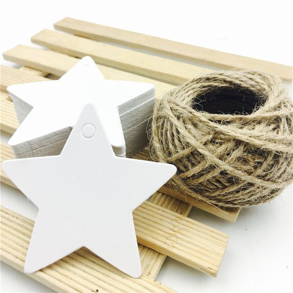 100pcs/lote blanco blanco marrón kraft etiquetas de papel bricolaje mini etiqueta de alimentos tarjeta de boda en forma de estrella precio colgante de etiquetas de colgación 6*6cm