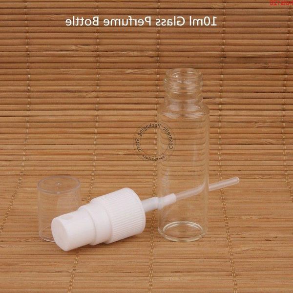 100pcs / lot en gros 10ml bouteille de parfum en verre avec capuchon en plastique contenant cosmétique 1 / 3oz vaporisateur rechargeable emballage atomiseur qté Jqthd