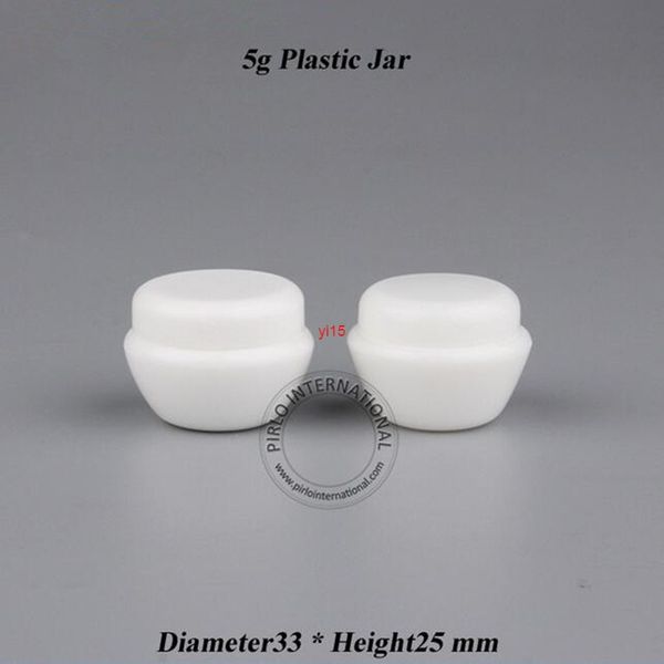 100 unids/lote, venta al por mayor, tarro de plástico para crema Facial de 5g, bote cosmético pequeño vacío, botella de sombra de ojos de 1/6 OZ, tapa blanca, Mini bote recargable, buena calidad