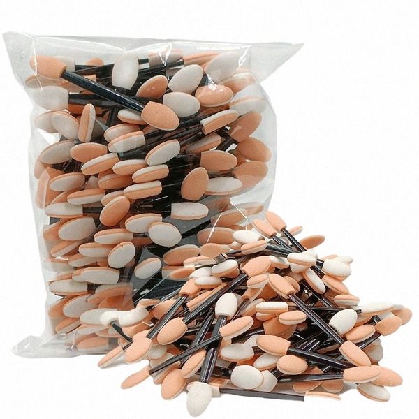 100pcs / lot gros jetables mini pinceaux à paupières portables double face Spge applicateurs d'ombre à paupières outils de maquillage en vrac y5Ez #