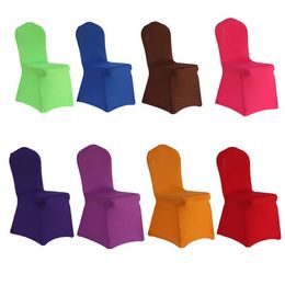 100 unids/lote venta al por mayor multicolor universal cubierta de silla elástica spandex elástico el fiesta boda banquete fundas para sillas 240104