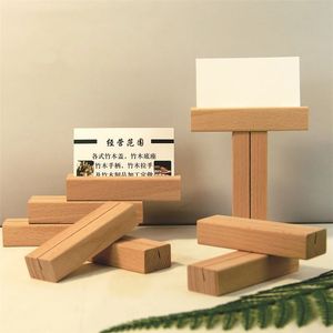 100 unids/lote portatarjetas de madera números de mesa soporte de señal soportes de exhibición de tarjetas de madera para etiquetas de nombres signos reservados etiquetas de alimentos