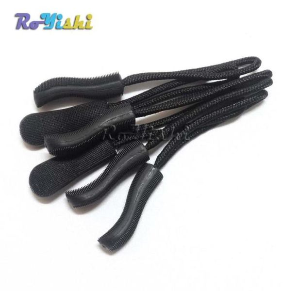 100 unids/lote tiradores de cremallera cuerda extremos bloqueo Clip con cremallera para accesorios Paracord/mochila/ropa Black6193957