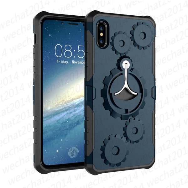 100PCS Luxury Gear PC TPU Armor Hybrid Case Cover con Stander para iPhone X 6 6s 7 8 Plus Sin paquete