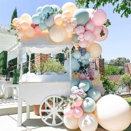 100 pièces Macaron bleu rose Orange ballons guirlande Kit événement fête toile de fond décoration de mariage enfants anniversaire bébé douche X0726251L