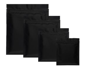 100 pièces noir mat petit papier d'aluminium fermeture éclair sacs en plastique anti-odeur herbe poudre thermoscellable plat Ziplock sac pochette 5562727