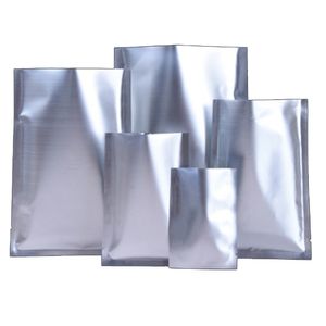 Bolsa de papel de aluminio con parte superior abierta de plata mate, 100 Uds.