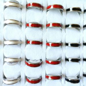 100 stks Mannen Vrouwen 4mm Charm Elegante Ring Klassieke Rvs Ringen mix Emaille Comforable Bithday Gift Party Favor196M