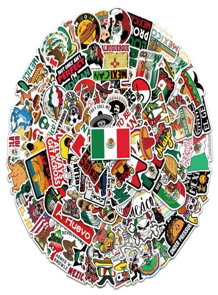 100 pièces Style mexicain dessin animé Graffiti autocollants bricolage téléphone ordinateur portable guitare bagages réfrigérateur étanche décalcomanie enfants jouet Sticker6982992