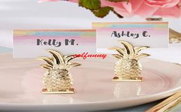 100pcs Mini Gold Pineapple Table Place Carte Holder Nom Numéro Menu Menu pour le mariage Favor Event Party Party Decoration F0514024688680
