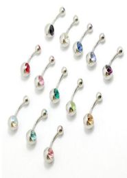 100 pièces mélange couleur acier cristal strass double gemme nombril nombril barre anneau Piercing mode corps bijoux 3311817