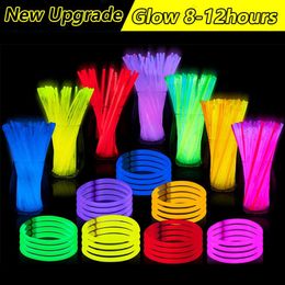 100 pcs Monochrome Fluorescence Lumière Glow Sticks Bracelets Colliers Néon De Mariage Fête D'anniversaire Lumineux 240126