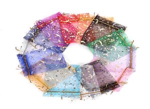 100pcs Moon Star Organza Sacs-cadeaux 912 cm Stamping Organza Party Favor Gift Sac Bijoux Emballage Sachets Earge Holde4668170