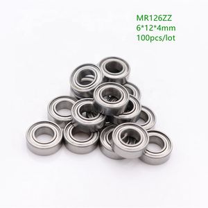 100pcs/lot MR126ZZ Miniature steel Ball Bearing 6*12*4 MR126 Shielded radial deep groove ball bearings 6x12x4 mm
