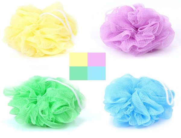 100pcs multi-couleurs 15g Baignoire douche Sponge Pouf Loofahs Nylon Mesh Brusque Bouche en dentelle Bouier à bord de bord 1208 V25239089