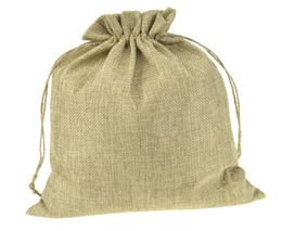 100pcs Multi-Sizedouble Natural Color Jute Burlap DrawString Sacs Gift Rangement Sacs pour décoration de mariage