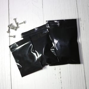 100 Uds. Multi tamaños resellables Poly Ziplock paquete bolsas negro termosellado bolsas de almacenamiento