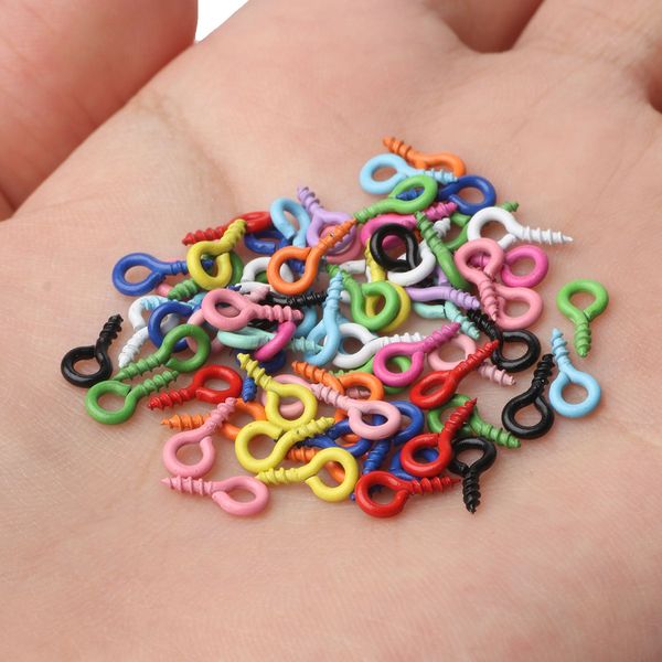 100pcs multicolore Petites épingles à yeux minuscules Cooks Cooks Coys Eyelets Clous de fer à vis