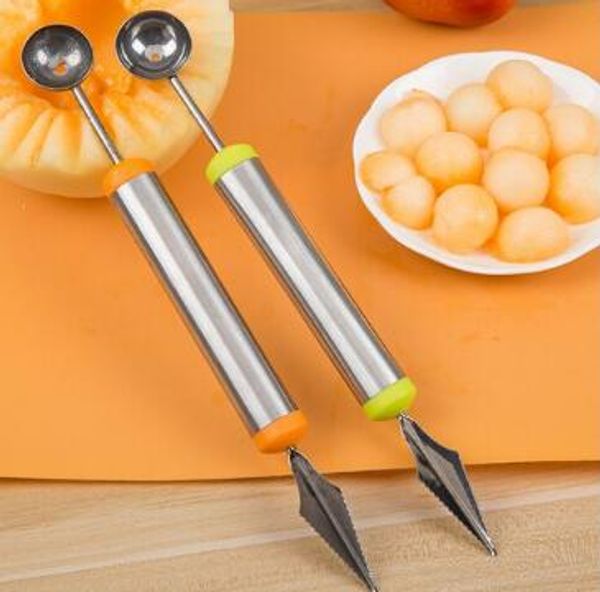100 Uds herramientas multifuncionales para frutas y verduras cortador para esculpir cucharas de melón ballers accesorios de utensilios de cocina de acero inoxidable