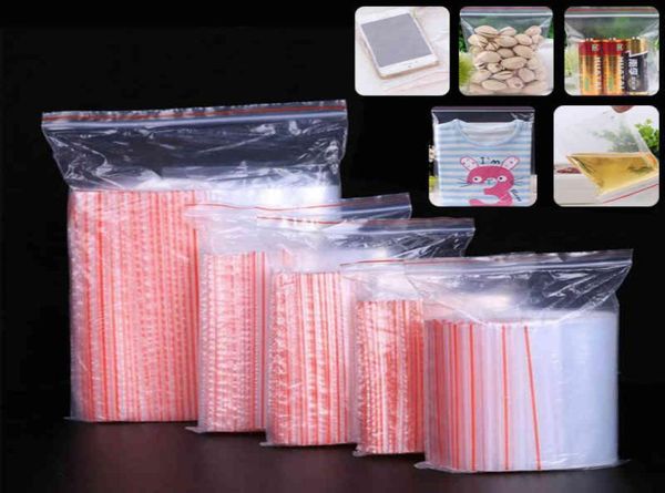 100pcs plusieurs tailles petites perles de rangement transparent en plastique zipré en plastique zip