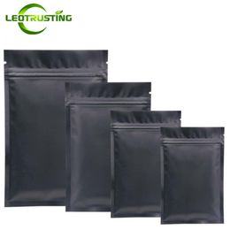 100pcs Mysterious Matte Black Aluminium Foil Zip Lock Bag Rescellable Herbal Powder Coffee Buttery Seeds Tea Heat Sealing Pouches 210323