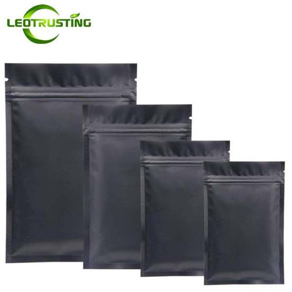 100pcs Mysterious Matte Black Aluminium Foil Zip Lock Bag Rescellable Herbal Powder Coffee Buttery Seeds Tea Heat Sealing Pouches 21255D