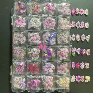 100 piezas Joyas de perlas de uñas Handmade Merry Kawaii Nail Art Charms Personalizar pegatinas de decoración 3D Flores acrílicas 240415