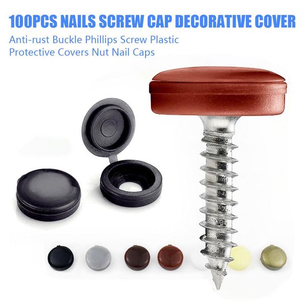 100pcs ongles Capuche à vis Couverture décorative