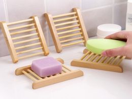 100 stks natuurlijke bamboe houten zeepbakje houten zeep lade houder opslag zeep rack plaat box container voor bad douche badkamer