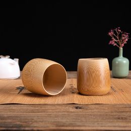 100 pièces tasse à eau en bambou faite à la main naturelle tasses à thé rondes ustensiles à boire tasse avec parfum de bambou pour le thé Kung Fu
