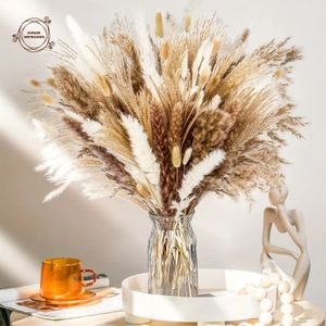 100pcs fleurs conservées naturelles Pampas Grass Bouquet Boho DÉCOR DE TABLE DE SÉCHE