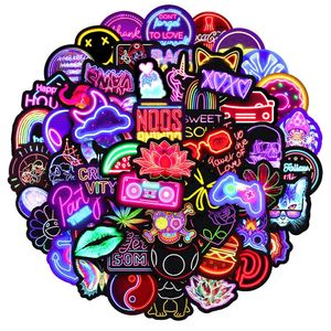 100 stcs neon cool cartoon persoonlijkheid graffiti creatieve stickers koelkast computertafel auto skateboard waterdichte decoratie 240510