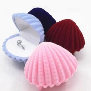 100 Uds nueva llegada mezcla de colores cajas de regalo de joyería forma de concha de mar caja de joyería pendientes cajas de collar Color rosa 2024229