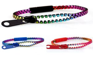 100 stks Nieuwe Zip armband polsbandje snoep armband Populaire Rits bangle armband Dubbele Kleuren fluorescerende kleur stijl F12018284755