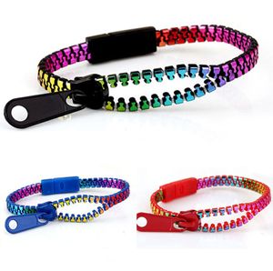 100 pçs novo zip pulseira pulseira de doces popular zíper pulseira cores duplas estilo de cor fluorescente f12016160128