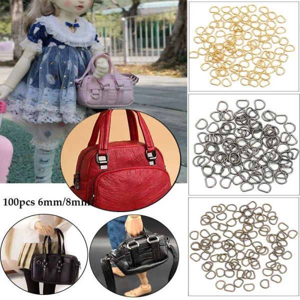 100pcs más reciente 4/5/6/8 mm mini ultra masa d-buckle bolsas de muñecas hebillas para el cinturón para muñeca bjd butones de bricolaje accesorios de ropa