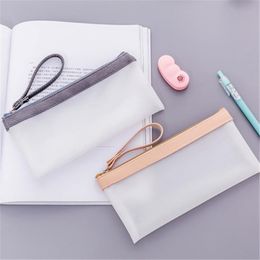 100 stks Newpencil Tassen Transparent School Potlood Big Capacity Pen Bag Case voor Kid Gift Office Supplies Creative EWF6931
