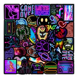 100 stcs geen herhaling neon lichtstickers coole nacht neon stijl cartoon graffiti diy paster bagage laptop skateboard telefoon sticker sticker speelgoed 2 groepen mix