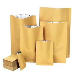 Kthji – sacs sous vide à dessus ouvert, 100 pièces, sac d'emballage en papier brun kraft, sacs d'emballage à valve thermoscellée, pochette d'emballage de stockage des aliments