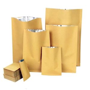 100pcs sacs sous vide à dessus ouvert sac d'emballage en papier brun kraft sacs d'emballage à valve thermoscellée pochette d'emballage de stockage des aliments Hiinb