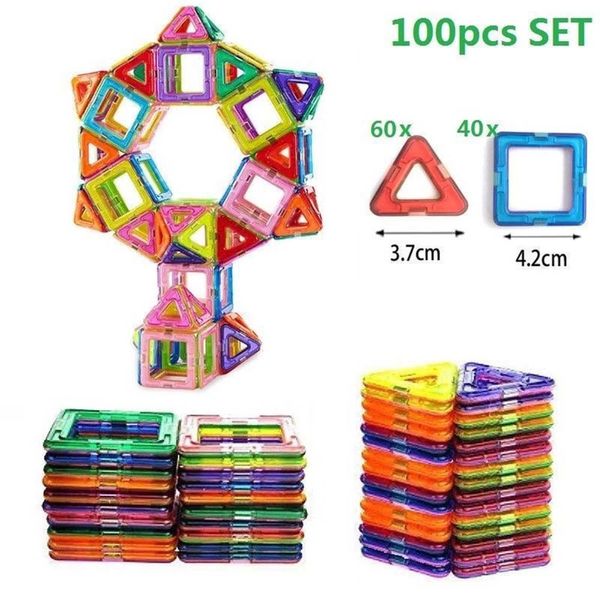 100 uds o 50 Uds Diy conjunto de construcción de diseño de ensamblaje modelo imanes de construcción bloques magnéticos juguete educativo