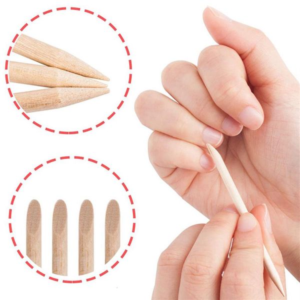 Bâtonnets à ongles en bois Orange, 100 pièces, Double face, multifonctionnel, repousse-cuticules, outil de manucure et de pédicure, 252q