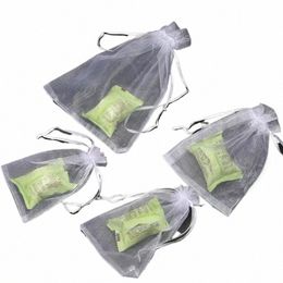 Sachets cadeaux en gaze Organza 100 pièces, pochettes à cordon coulissant, fournitures de fête, pochettes blanches pour cadeaux de mariage et de noël, r098 #