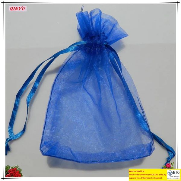 100 pcs Organza Sheer Gaze Bijoux Sacs Emballage Drawable Organza Mariage Cadeau Sacs Sachet Organza