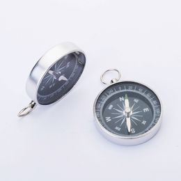100 stks Outdoor Gadgets Metalen Aluminium Mini Pocket North Compass voor Camping Wandelen Wandelaar Buitensporten Navigator Zilver 44mm