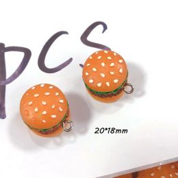 100pcs / pack en vrac en gros en gros de la résine Hambourg Charms 3d mini burger burger Pendentif pour la boucle d'oreille